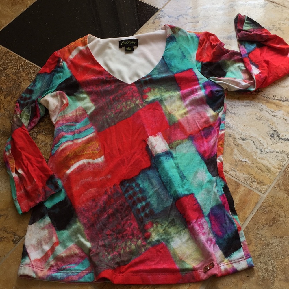 Cartise wearable art stretchy lined longsleeve top